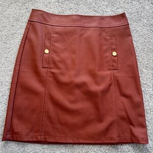 LOFT Faux Leather Pencil Skirt | Burnt Orange Brown | Size 2 | Workwear